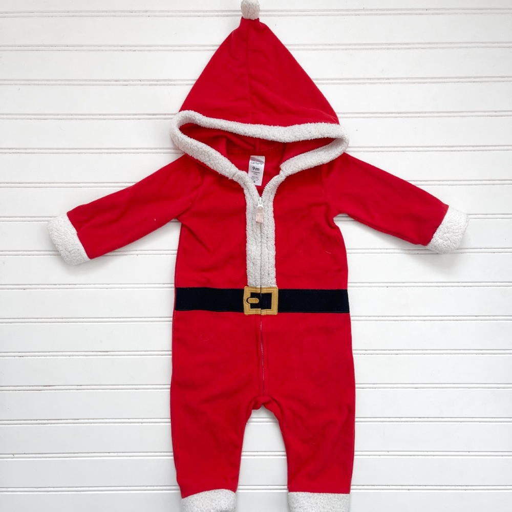 Cozy Fleece Zip Up Hooded Santa Costume